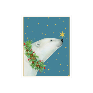 Polar Bear And Star Petite Boxed Christmas Cards - includes 15 cards & envelopes