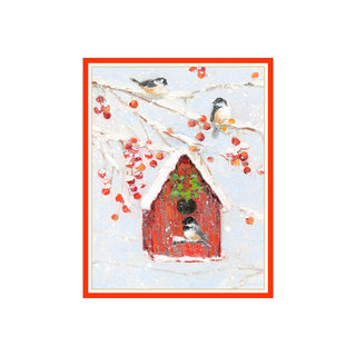 Chickadee Birdhouse Petite Boxed Christmas Cards - includes 15 cards & envelopes
