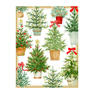 Potted Christmas Trees Blank Classic Christmas Cards - includes 5 cards & envelopes