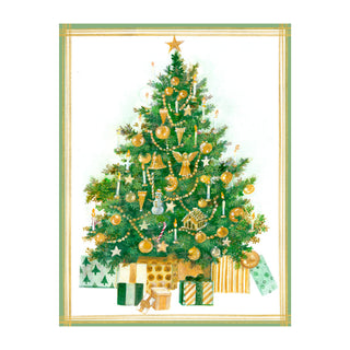 Golden Christmas Tree Blank Classic Christmas Cards - includes 5 cards & envelopes