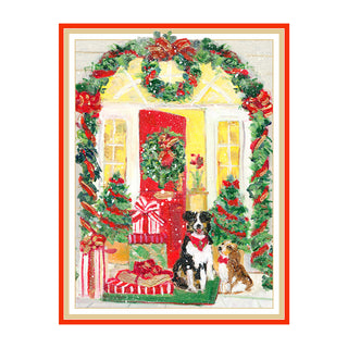 Open Door With Dogs Blank Classic Christmas Cards - includes 5 cards & envelopes