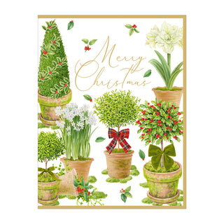 Winter Topiaries Blank Classic Christmas Cards - includes 5 cards & envelopes