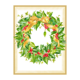 Holly Wreath Classic Christmas Cards - includes 5 cards & envelopes