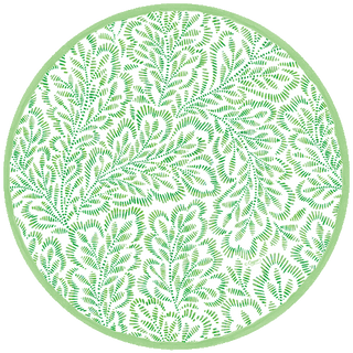 Block Print Leaves Green Paper Placemats Round 12-In