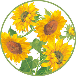 Sunflower Field Paper Placemats Round 12-In