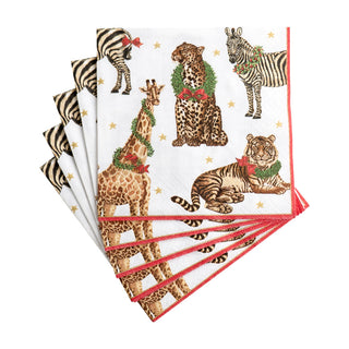 Wild Christmas Ivory Napkin Cocktail