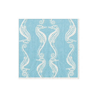 Seahorses Robin'S Egg Cocktail Napkin - package of 20