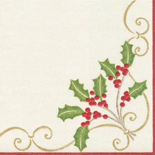 Brigitte Murat Christmas Embroidery Paper Linen Cocktail Napkin