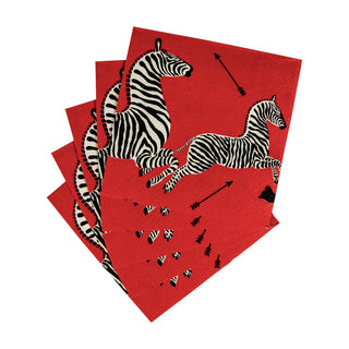 Zebras Red Napkin Cocktail