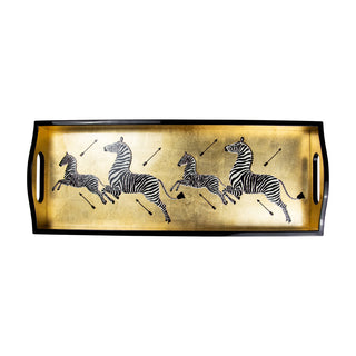 Zebras Gold Lacquer Bar Tray-20X8