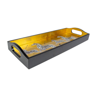 Zebras Gold Bar Lacquer Trays - Single Tray