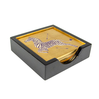 Zebras Gold Lacquer Coasters Set Of 4