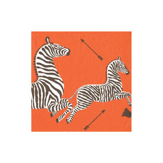 Zebras Orange Boxed Cocktail Napkins - 40 Per Box