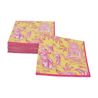 Silk Road Toile Chartreuse Cocktail Napkins - 20 Per Package