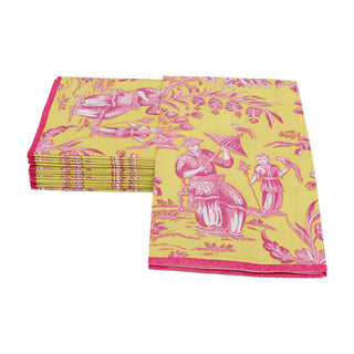 Silk Road Toile Chartreuse Guest Towel Napkins - 15 Per Package