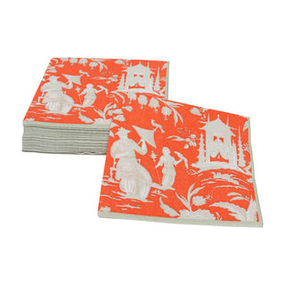 Silk Road Toile Mandarin Cocktail Napkins - 20 Per Package