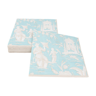 Silk Road Toile Robin's Egg Luncheon Napkins - 20 Per Package