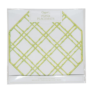 Bamboo Screen Moss Green Paper Placemats Octagon 12-In