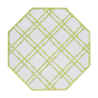 Bamboo Screen Moss Green Paper Placemats Octagon 12-In