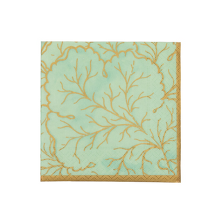 Gilded Majolica Celadon Cocktail Napkins - includes 12 Cocktail Napkins