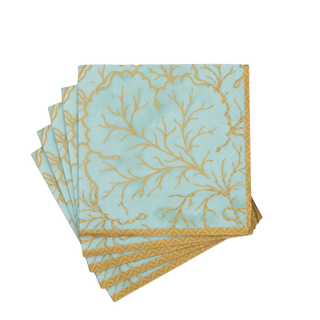 Gilded Majolica Saltwater Cocktail Napkins - includes 20 Cocktail Napkins