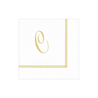 Hemstitch Script Single Initial "C" Cocktail Napkin - package of 20