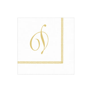 Hemstitch Script Single Initial "D" Cocktail Napkin - package of 20