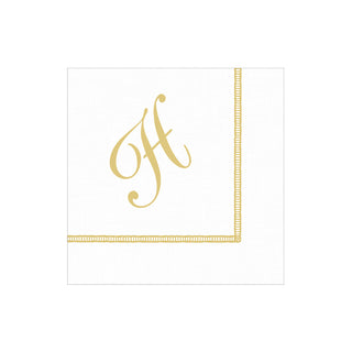 Hemstitch Script Single Initial "H" Cocktail Napkin - package of 20