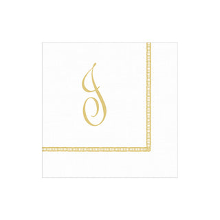 Hemstitch Script Single Initial "J" Cocktail Napkin - package of 20