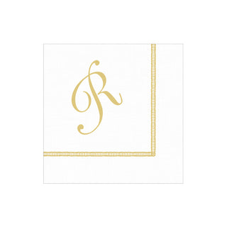 Hemstitch Script Single Initial "R" Cocktail Napkin - package of 20