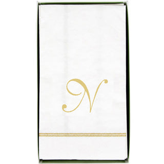 Hemstitch Script Single Initial N Guest Towel W/Initial