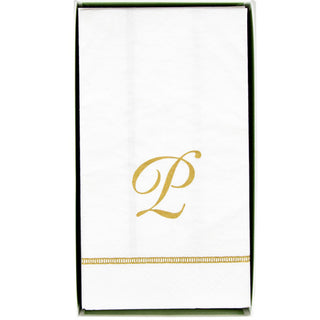 Hemstitch Script Single Initial P Guest Towel W/Initial