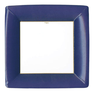 Grosgrain Border Navy  Sq Dinner Plates Square