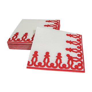 Dessin Passementerie Red-Ppr Linen Napkin Airlaid Cocktail-15 In