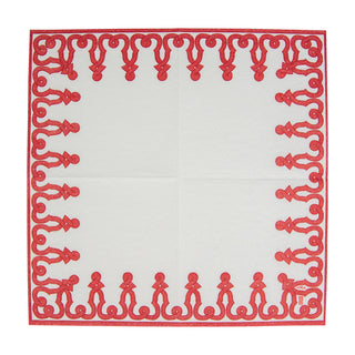 Dessin Passementerie Red-Ppr Linen Napkin Airlaid Cocktail-15 In