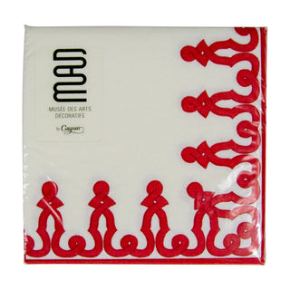 Dessin Passementerie Red-Ppr Linen Napkin Airlaid Cocktail-15 In