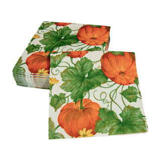 Heirloom Pumpkins Ivory/Orange Napkin Cocktail