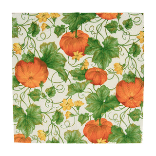 Heirloom Pumpkins Ivory/Orange Napkin Cocktail