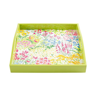 Meadow Flowers White Lacquer Square Tray-14X14