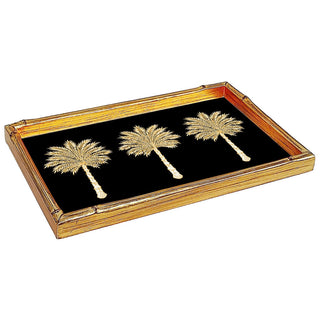 Grand Palms Black Bamboo Edge Lacquer Vanity Tray