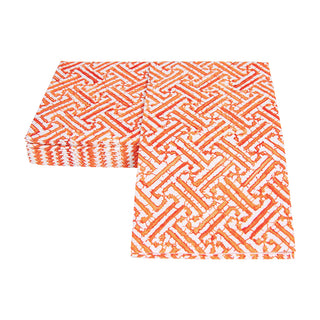 Fretwork Orange Guest Towel - package of 15