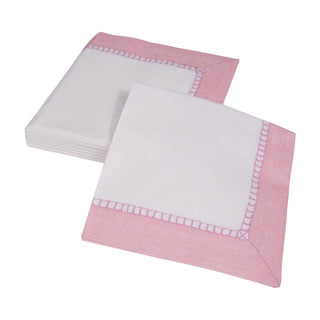 Linen Border Petal Pink Napkin Cocktail
