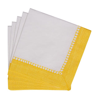 Linen Border Yellow Napkin Cocktail