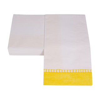 Linen Border Yellow Guest Towel