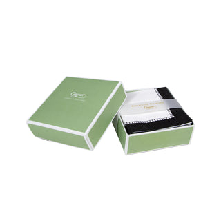 Linen Border Black Boxed Cocktail Napkins - 40 per box