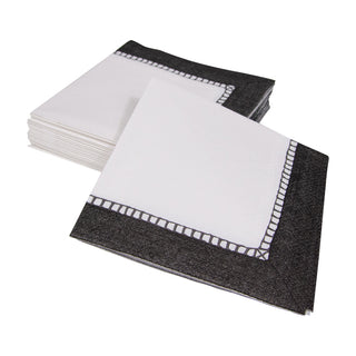 Linen Border Black Napkin Cocktail