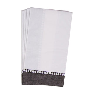 Linen Border Black Guest Towel