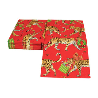 Christmas Leopards Red Guest Towel