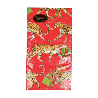 Christmas Leopards Red Guest Towel