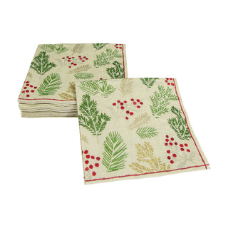 Sprigs And Berries Linen Napkin Cocktail